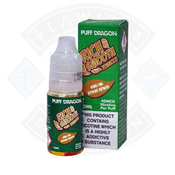 Rich and Smooth Tobacco by Puff Dragon TPD Compliant 10ml E liquid 6mg