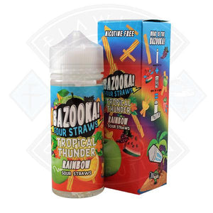 Bazooka Sour Straws - Tropical Thunder Rainbow 0mg 100ml Shortfill